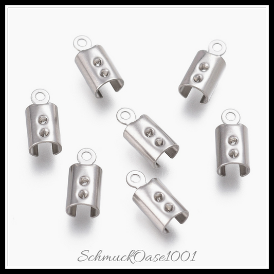 304 edelstahl klapp crimp-enden, edelstahl farbe, 15 stk., in der farbe 304 edelstahl, perfekt für die herstellung individueller ketten und armbänder