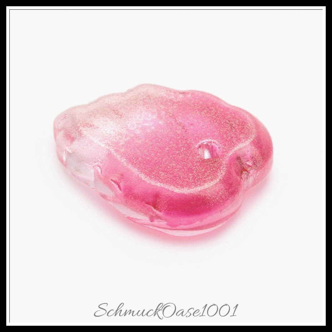 Zweifarbige glas charms – blatt / 13.5x10.5x3.5 mm / 1 stück, aus glas / zweifarbig, transparent, blatt in der farbe mischfarbe und größe 13.5x10.5x3.5 mm, loch: 1.2 mm / 1 st.