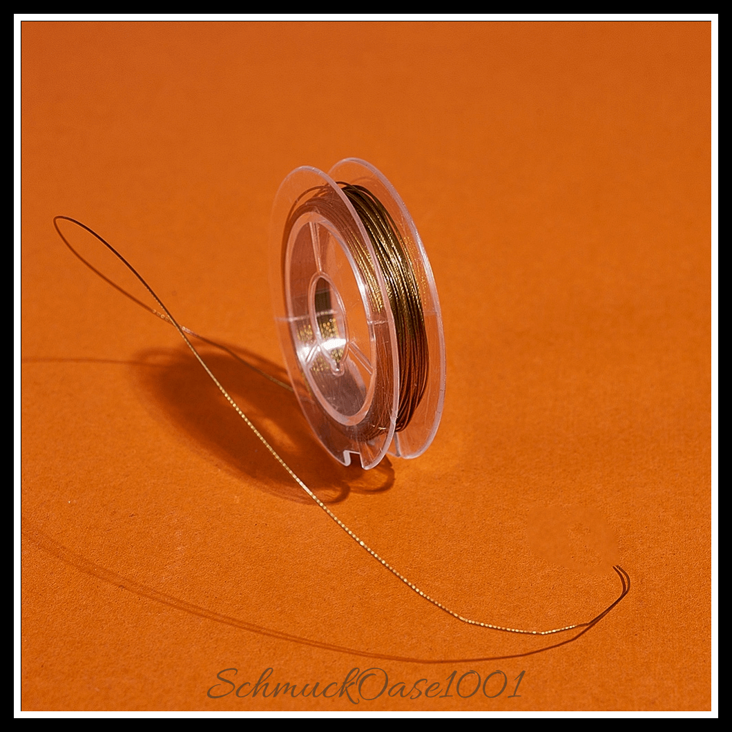 Tiger schwanz draht – nylonbeschichteter stahl – dunkel goldrute – 0.38mm – 10m – 1 rolle, aus dunkel goldrute in der farbe nylonbeschichteter stahl, tiger schwanz draht und größe 0.38 mm, ca. 32.8 fuß (10m)/rolle, 1 rolle