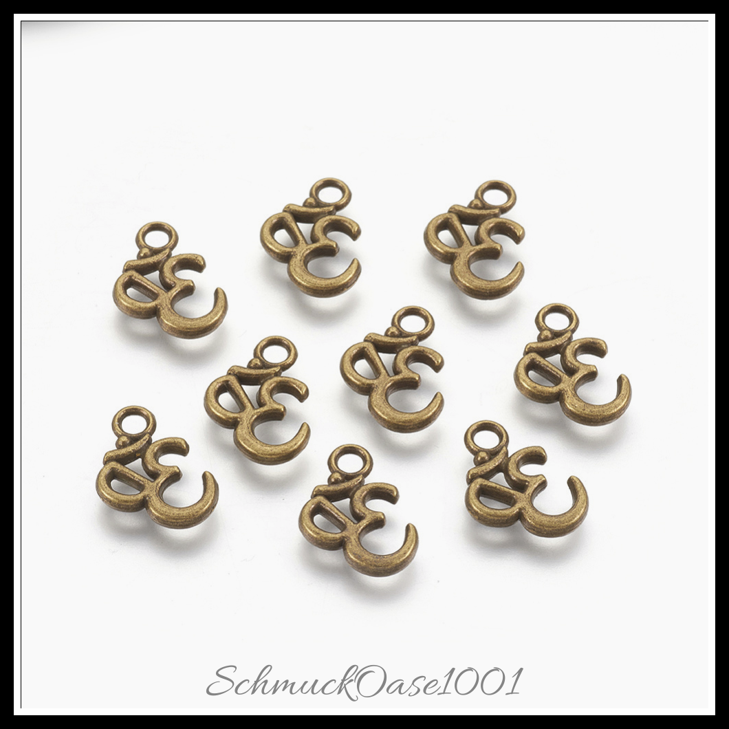 Aluminium anhänger & charms, aum/om-symbol, antik bronze, 20 stk., in der farbe aluminium, cadmiumfrei, nickel- & bleifrei