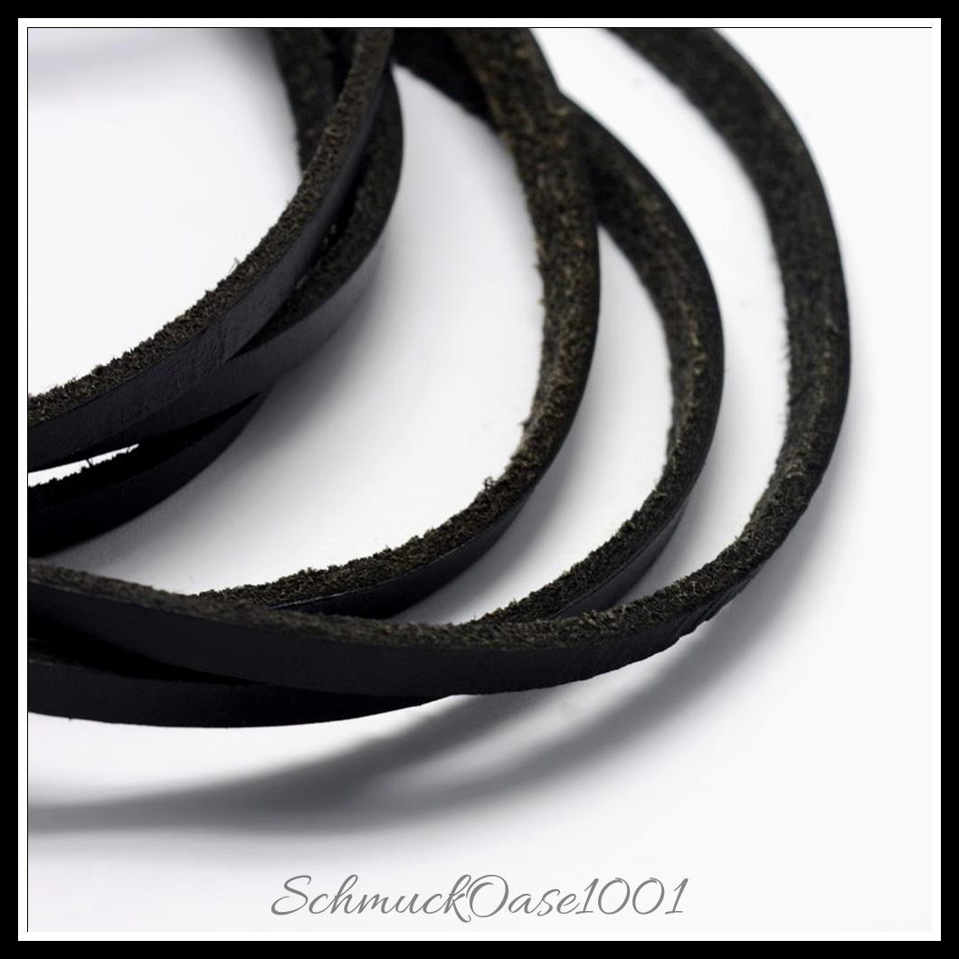 Flaches lederband, schwarz, 5x3 mm, 3 meter