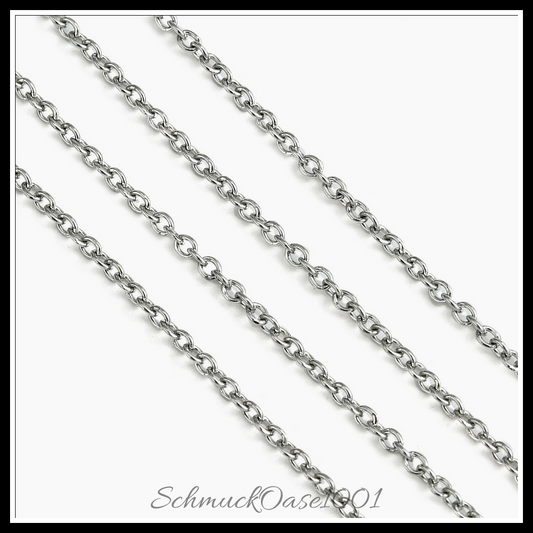 304 edelstahl-kabelketten, gelötet, oval – edelstahl farbe- 0.4 mm, 3 meter in den farben edelstahl 304, kabelkette, gelötet, oval