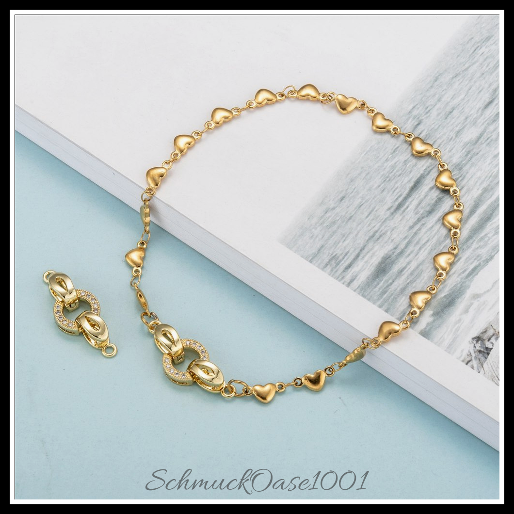 Messing-klammern mikro pflastern zirkonia, oval, echt 18k vergoldet – 4 sets aus 25.5 mm bohrung: 1.2 mm 4 sets, perfekt für die herstellung individueller ketten und armbänder