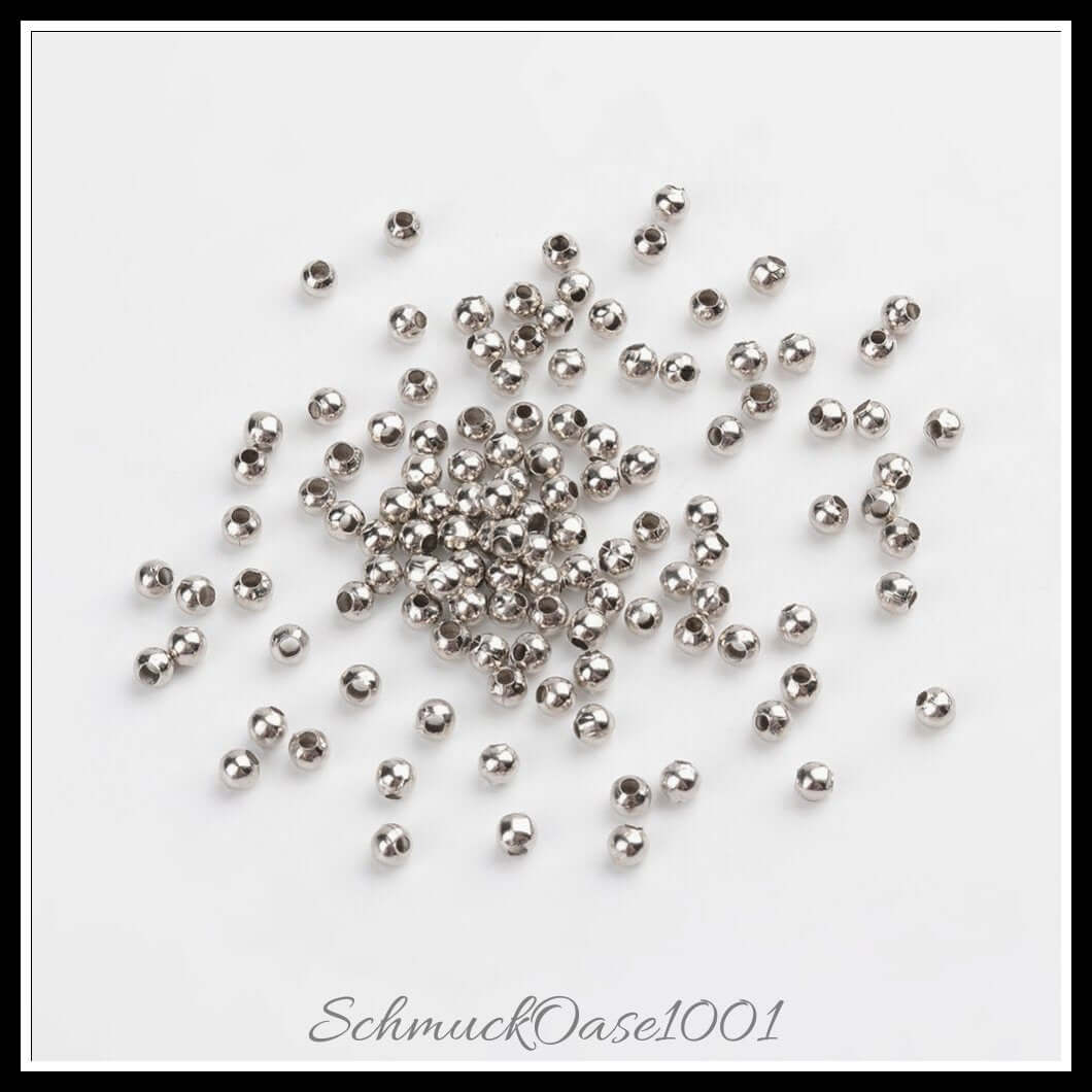 Eisen zwischenperlen – rund / 2–3 mm – 40 g in platin farbe, metalgrau farben, in der farbe eisen, rund, perfekt für die herstellung individueller ketten und armbänder