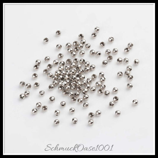 Eisen zwischenperlen – rund / 2–3 mm – 40 g in platin farbe, metalgrau farben, in der farbe eisen, rund, perfekt für die herstellung individueller ketten und armbänder