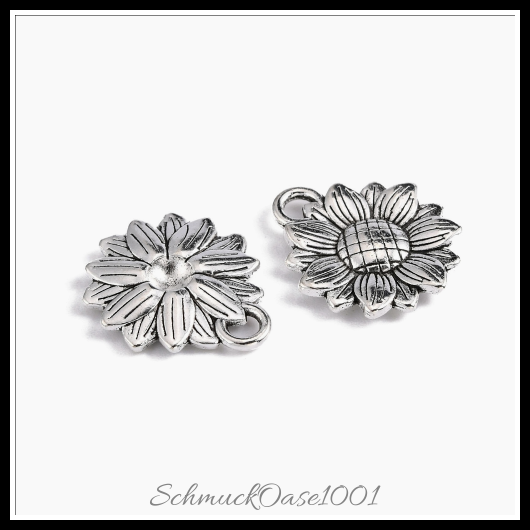 Tibetischer stil anhänger, sonnenblume, antik silber, 30 stk.