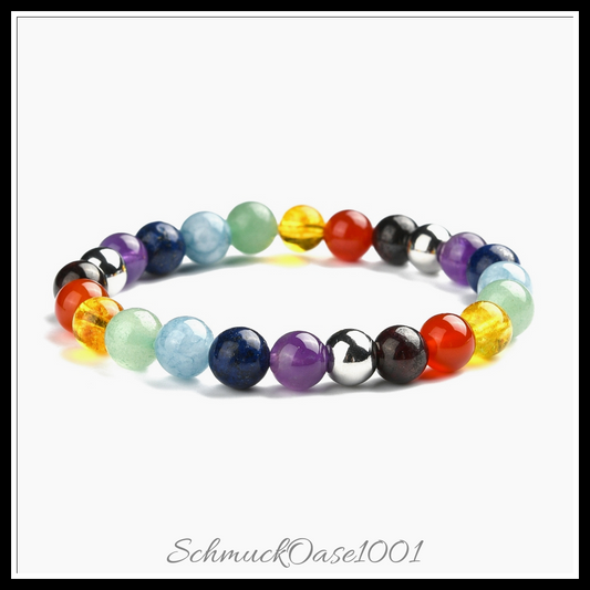 Armband chakra edelstein perlen stretch – 53 mm – 1 stk. in den farben edelstein, 304 edelstahl, mit rondellen, stretchband