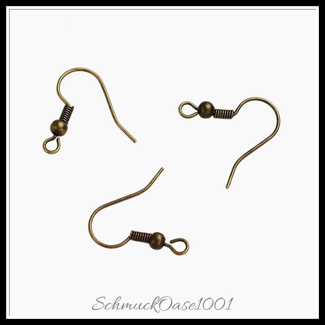 Messing ohrhaken – 18x17x0.8 mm bohrung: 2 mm 50 stk., aus antik bronze in der farbe messing, ohrhaken und größe 18x17x0.8 mm bohrung: 2 mm 50 stk.