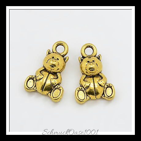 Tibetischen stil legierungs anhänger & charms, bär, antik gold, 26 stk. in den farben legierung, bleifrei, cadmiumfrei