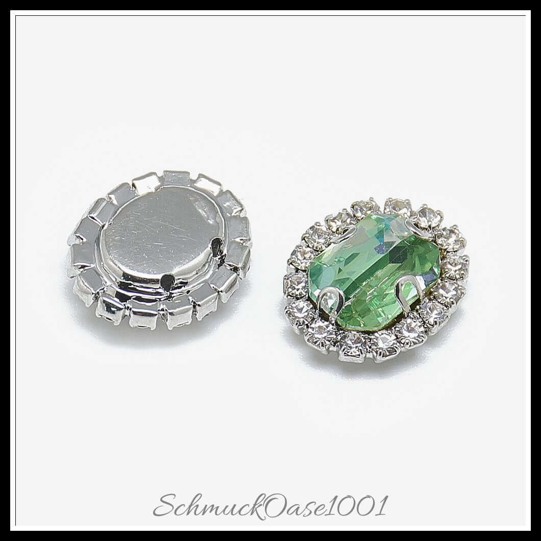 Nähen auf rhinestone – ellipsenförmig / 12.5x10.5x5 mm – 5 stück, in der farbe glas, k9 strass, facettiert, ellipsenförmig, laserart, zinkeinstellung, messing, platinfarben, bekleidungszubehör, kreativ und vielseitig einsetzbar