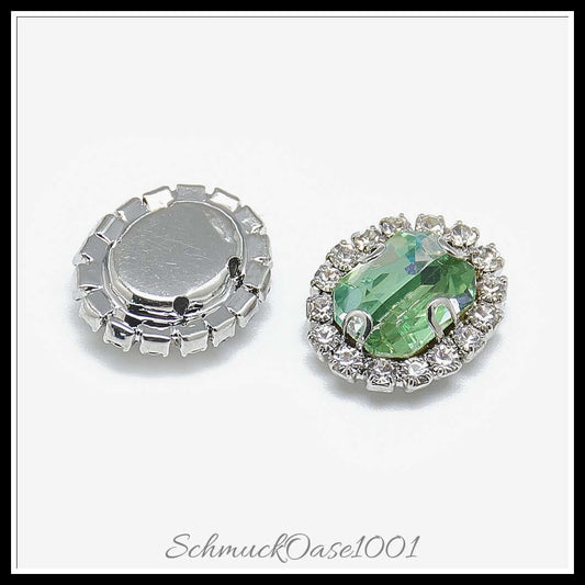 Nähen auf rhinestone – ellipsenförmig / 12.5x10.5x5 mm – 5 stück, in der farbe glas, k9 strass, facettiert, ellipsenförmig, laserart, zinkeinstellung, messing, platinfarben, bekleidungszubehör, kreativ und vielseitig einsetzbar