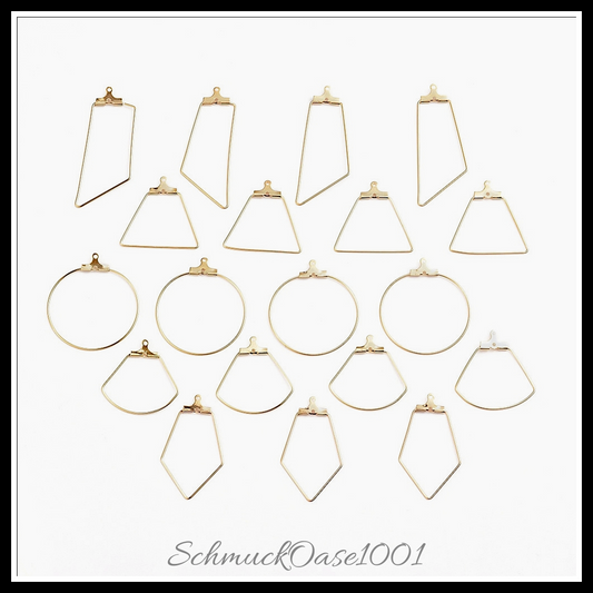 304 edelstahldrahtanhänger, raute & trapez & sektor & ring, edelstahl farbe, 1 kasten, in der farbe 304 edelstahl