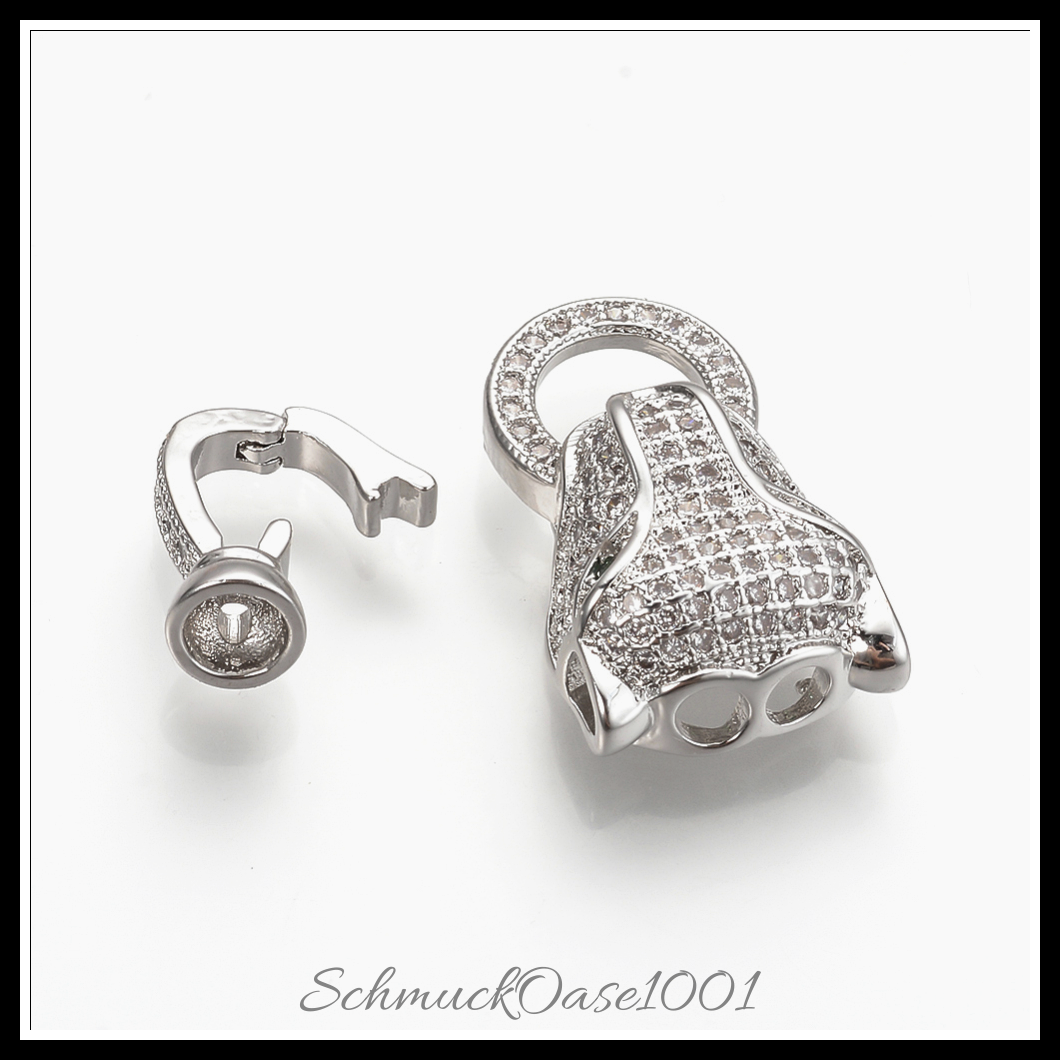 Messing mikro-pflastern zirkonia klammern, gepardenkopf, platin farbe – 2 stk. in den größen platin farbe, perfekt für die herstellung individueller ketten und armbänder