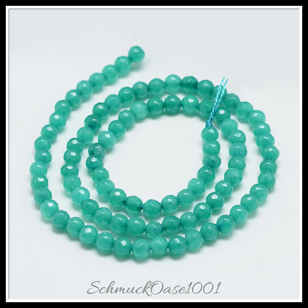 Natürliche jadeperlen, gefärbt, facettiert – rund, 4 mm, verschiedene farben, aus golden in der farbe natuerliche weisse jade, gefaerbt, facettiert, rund und größe 4 mm bohrung: 1 mm ca. 90 stk pro strang 14.9 zoll 2 stränge, ausdrucksstark und ideal für auffällige designs