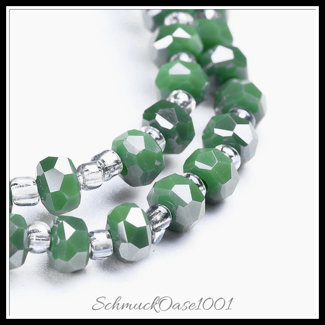 Glasperlen stränge facettiert rondell – verschiedene farben, 2 stränge ca. 150 stk pro strang, aus meergrün in der farbe glas, facettiert, rondell und größe 4x2.5 mm bohrung: 0.8 mm ca. 150 stk pro strang 23.6 zoll (60 cm) 2 stränge, ausdrucksstark und ideal für auffällige designs