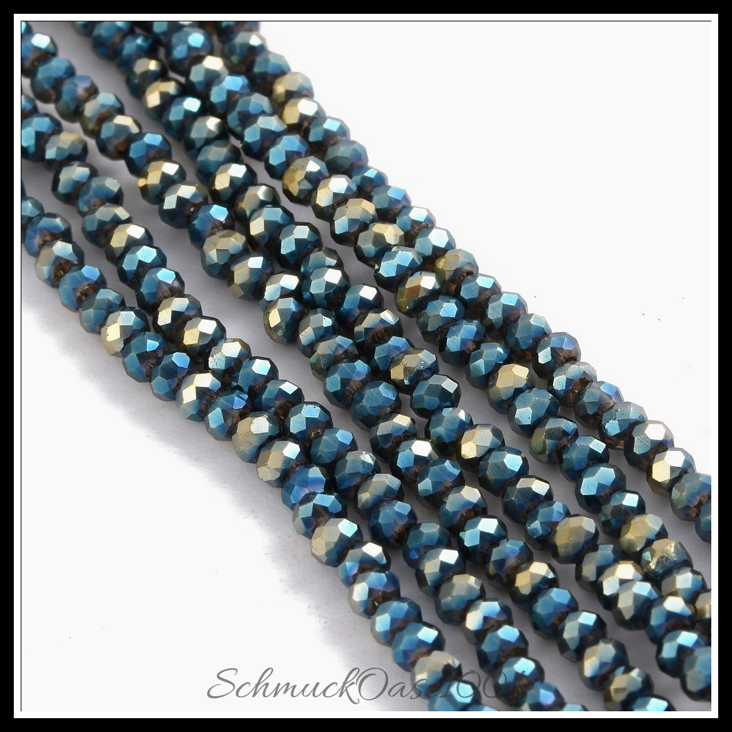 Facettierte rondelle – galvanisierte glasperlen, 2.5x1.5-2 mm, 2 stränge, in der farbe glas, voll plattiert, facettiert, rondell, ausdrucksstark und ideal für auffällige designs