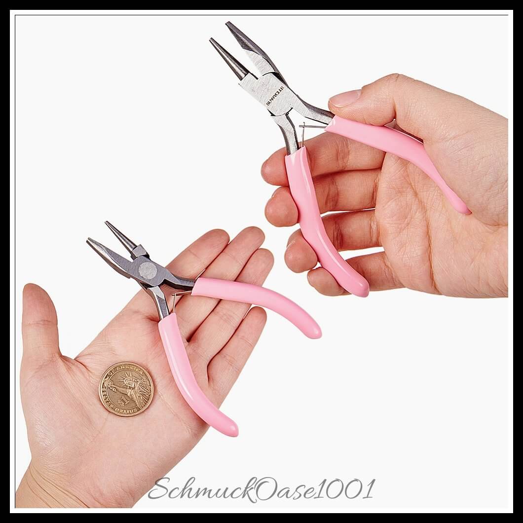 Sunnyclue mini-präzisionszange – konkav / 4.5" / 1 stück, aus stahl / konkav, rund, schmuckwerkzeug in der farbe pink und größe 4.5 zoll / 1 st.