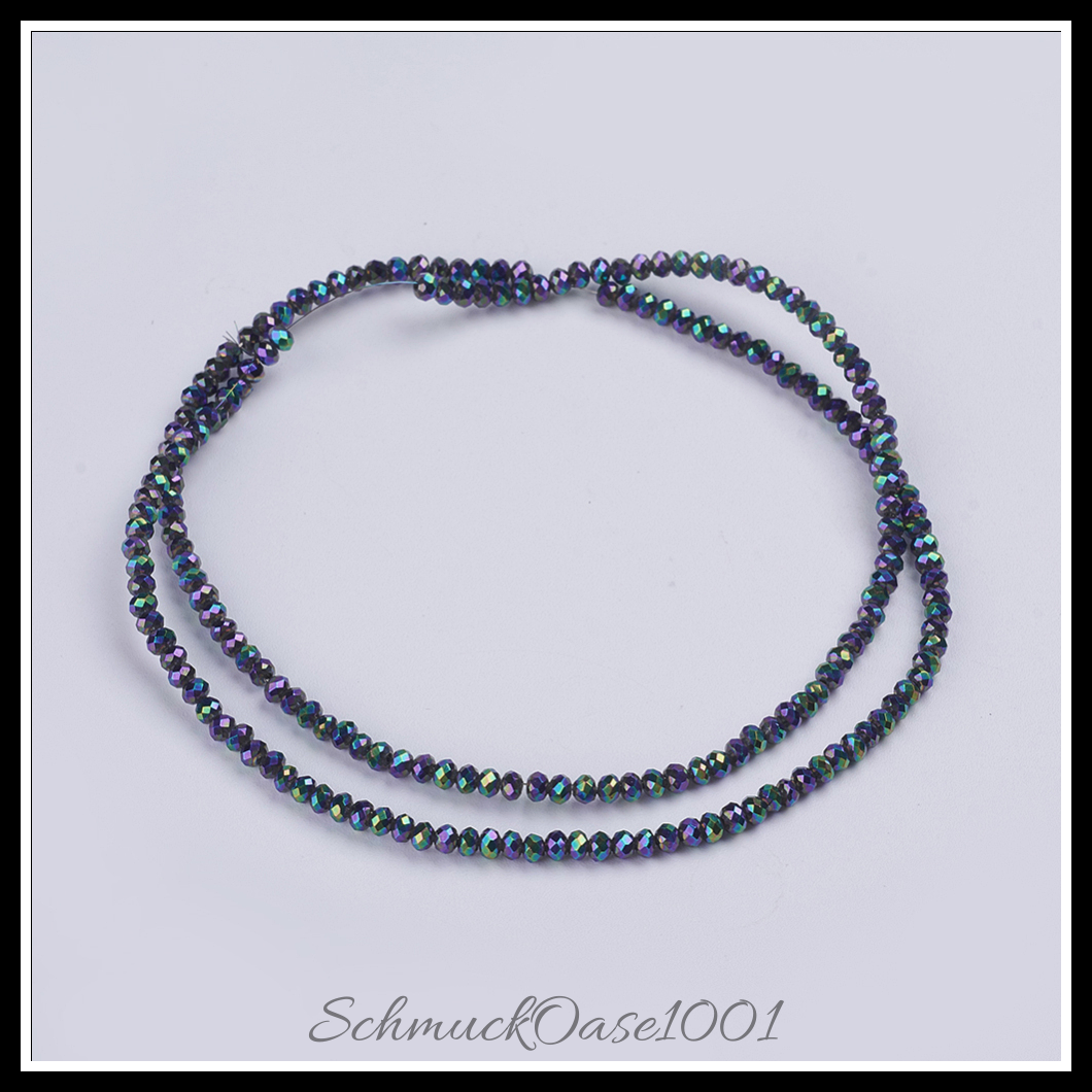 Facettierte rondelle – galvanisierte glasperlen, in schwarz,rot,grün,vergoldet-2 stränge, aus grün überzogen in der farbe glas, galvanisiert, voll plattiert, facettiert, rondell und größe 3x2 mm bohrung: 0.5 mm ca. 148 stk pro strang 14.9 zoll 2 stränge, ausdrucksstark und ideal für auffällige designs