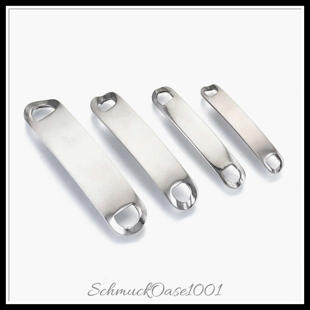 201 edelstahl verbindungsstecker – rechteck oval / gemischte größen – 12 stück, in der farbe edelstahl farbe