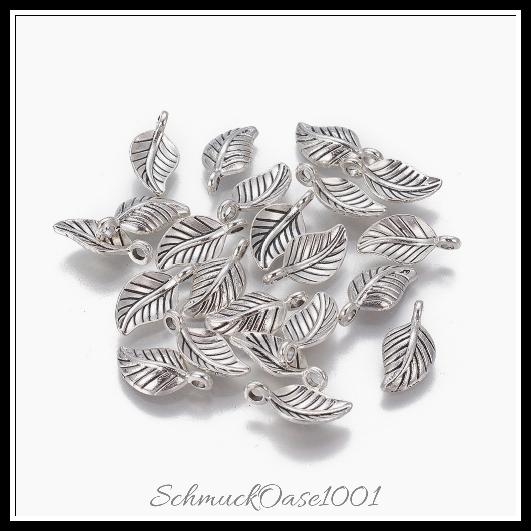 Tibetischer stil anhänger, blatt, antik silber, 50 stk.