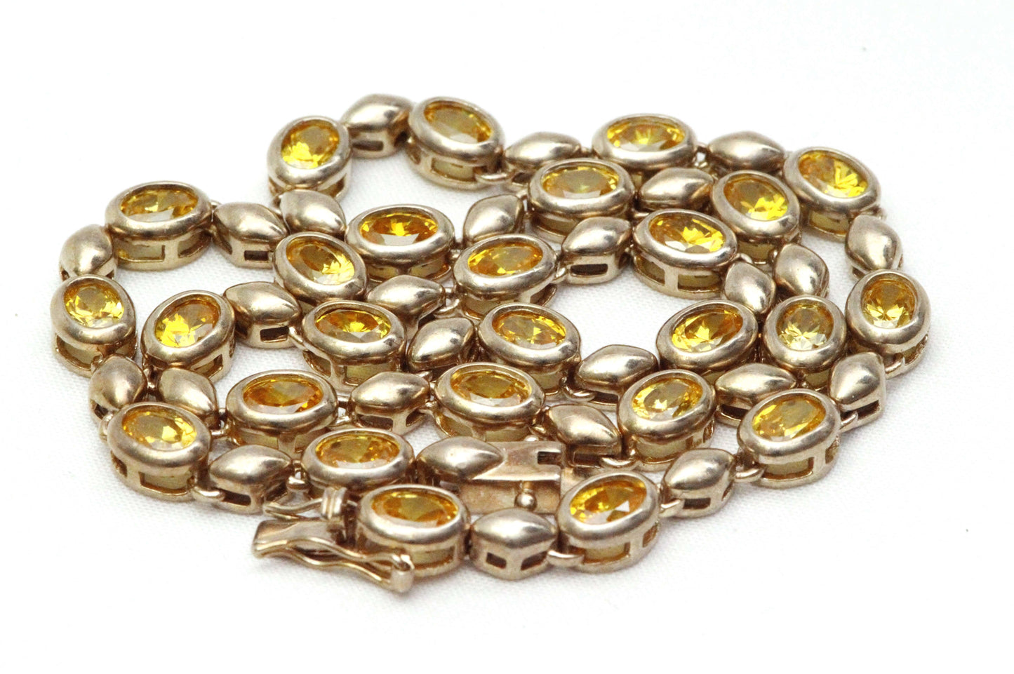 Exklusives 925er silber collier mit vergoldung und seltenem goldenem tansanit, zusätzliches detailbild