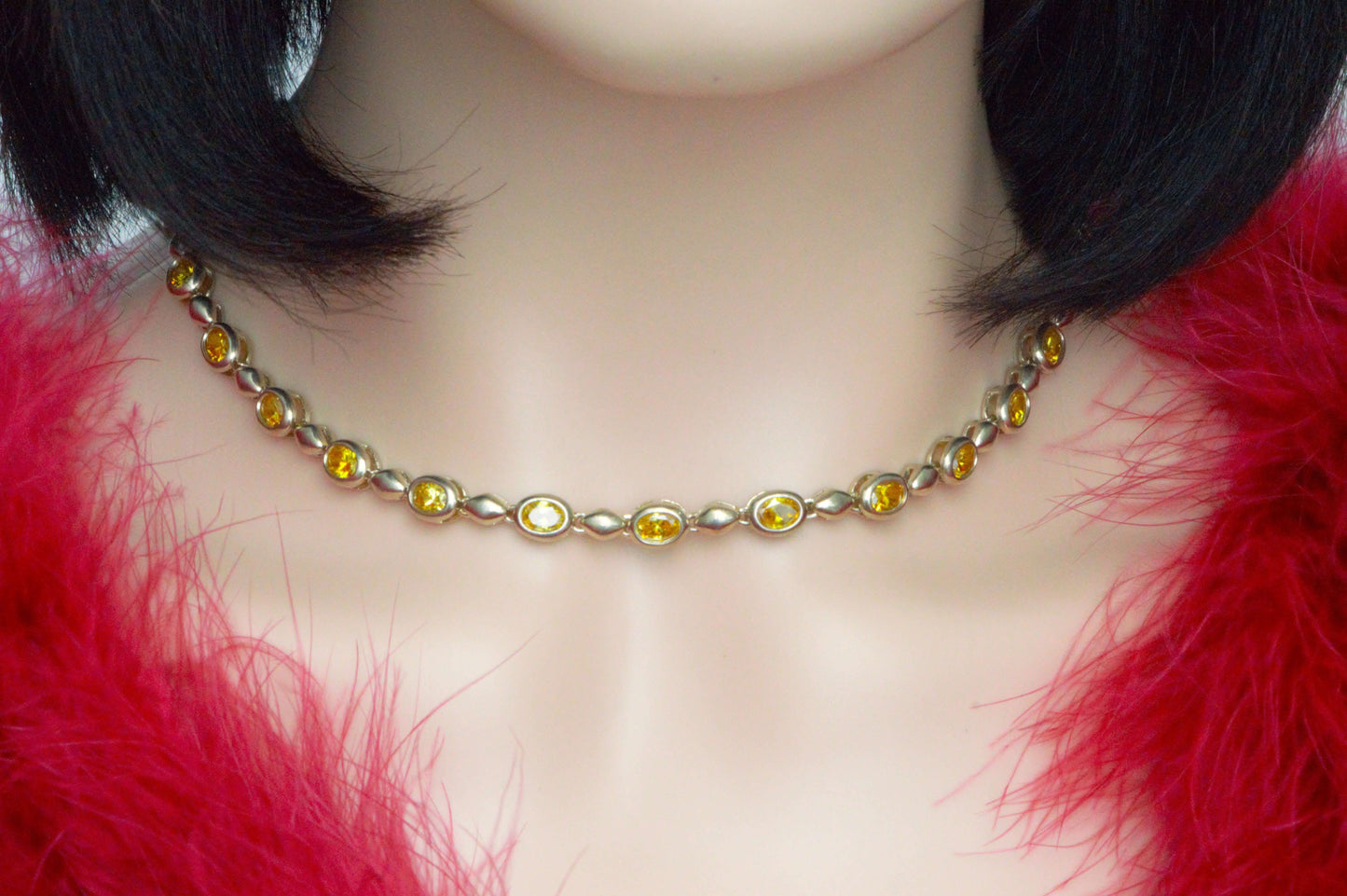 Exklusives 925er silber collier mit vergoldung und seltenem goldenem tansanit, zusätzliches detailbild