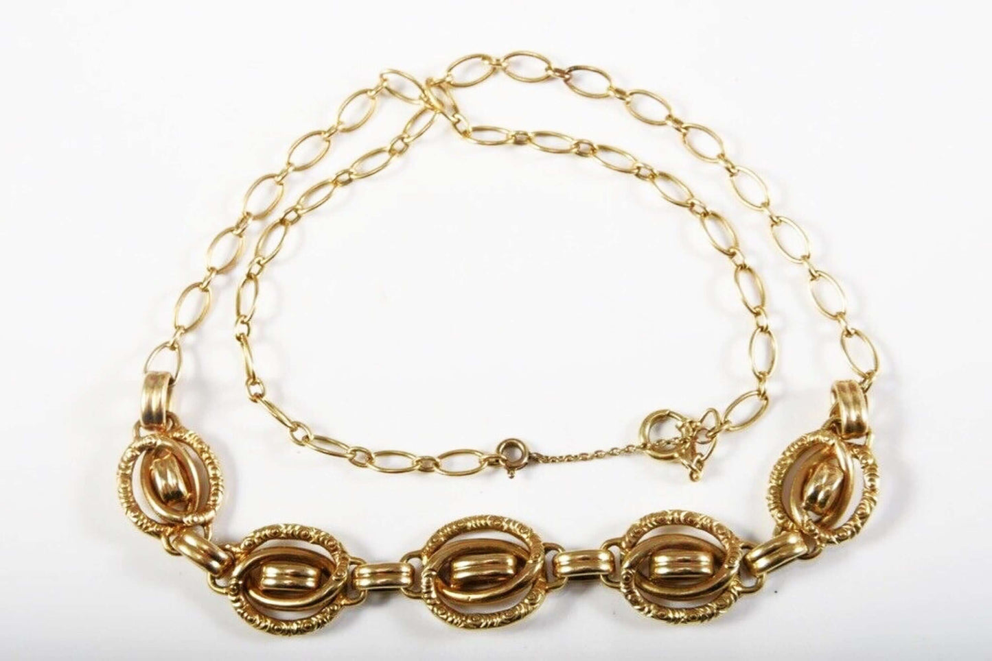 Opulente halskette aus 585er/14kt gelbgold – barock-revival & edwardianischer stil, zusätzliches detailbild