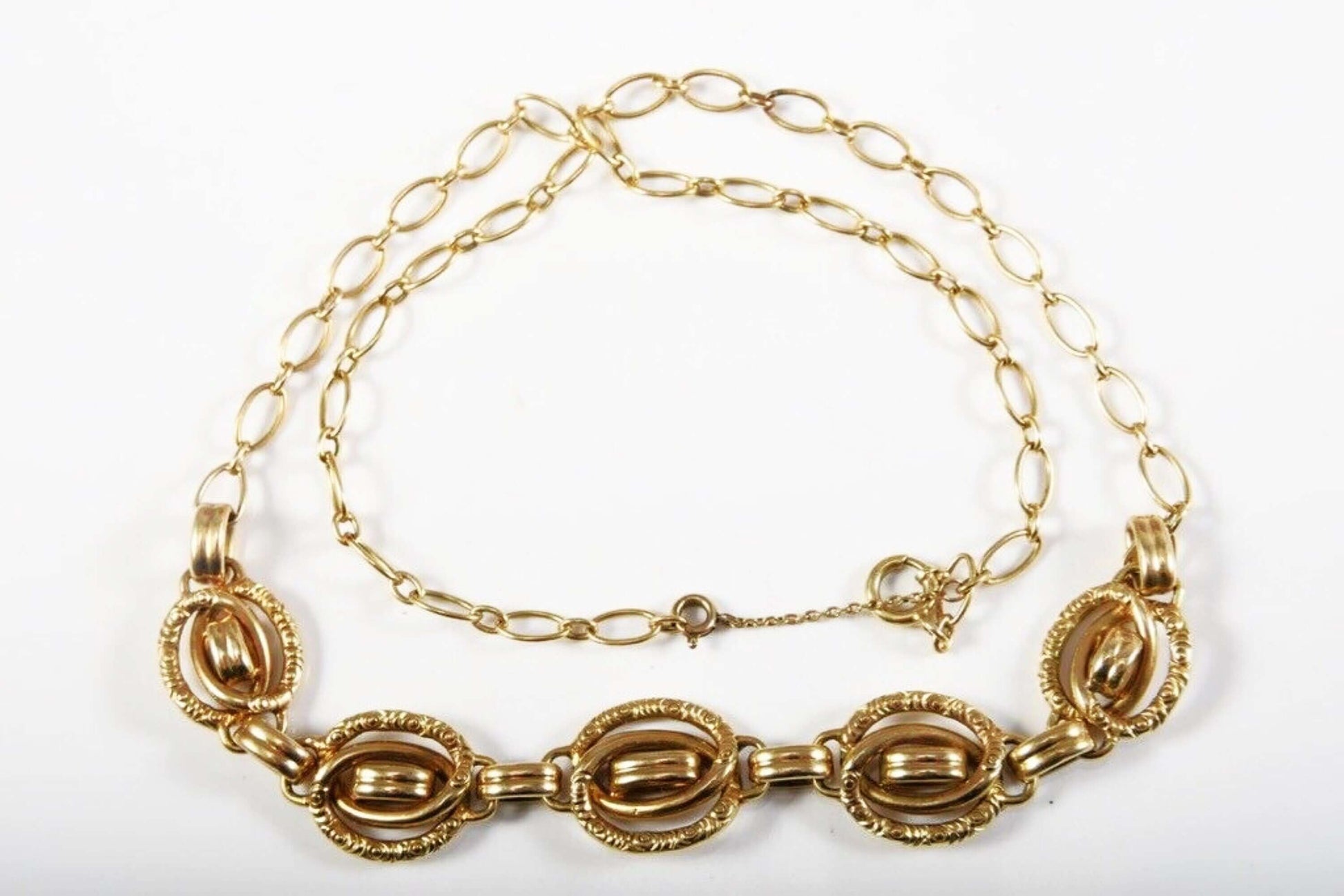 Opulente halskette aus 585er/14kt gelbgold – barock-revival & edwardianischer stil, zusätzliches detailbild