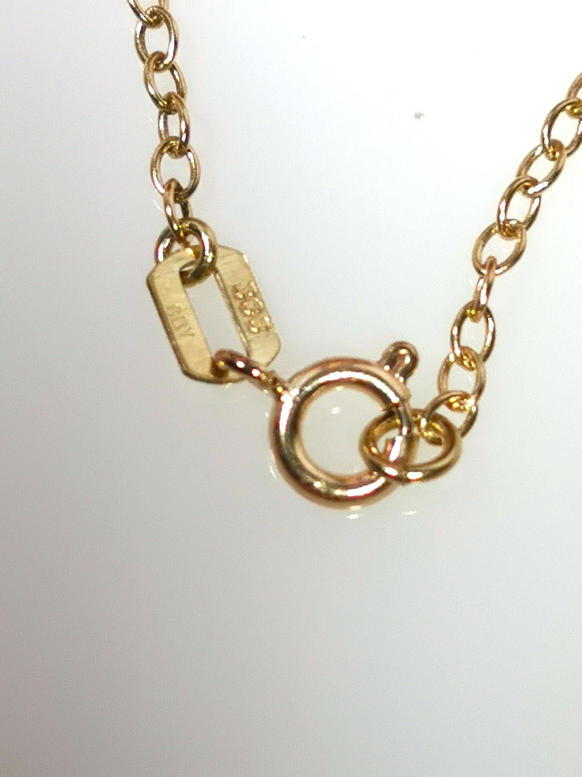 Zartes vintage granatcollier in 333er gelbgold, 40 cm länge, zusätzliches detailbild