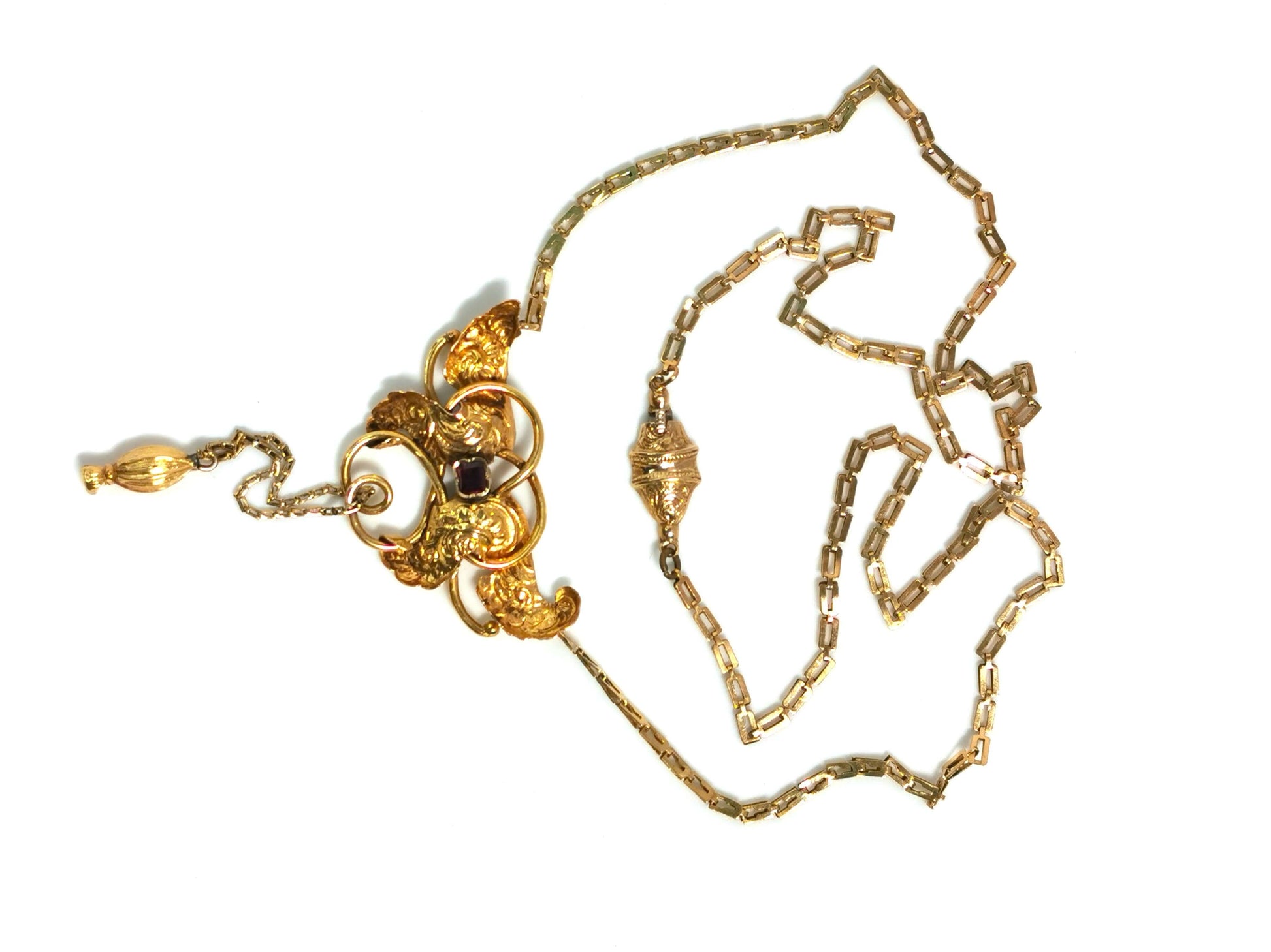 Antikes jugendstil collier 585er gold mit granat – historisches unikat ca. 1890, zusätzliches detailbild