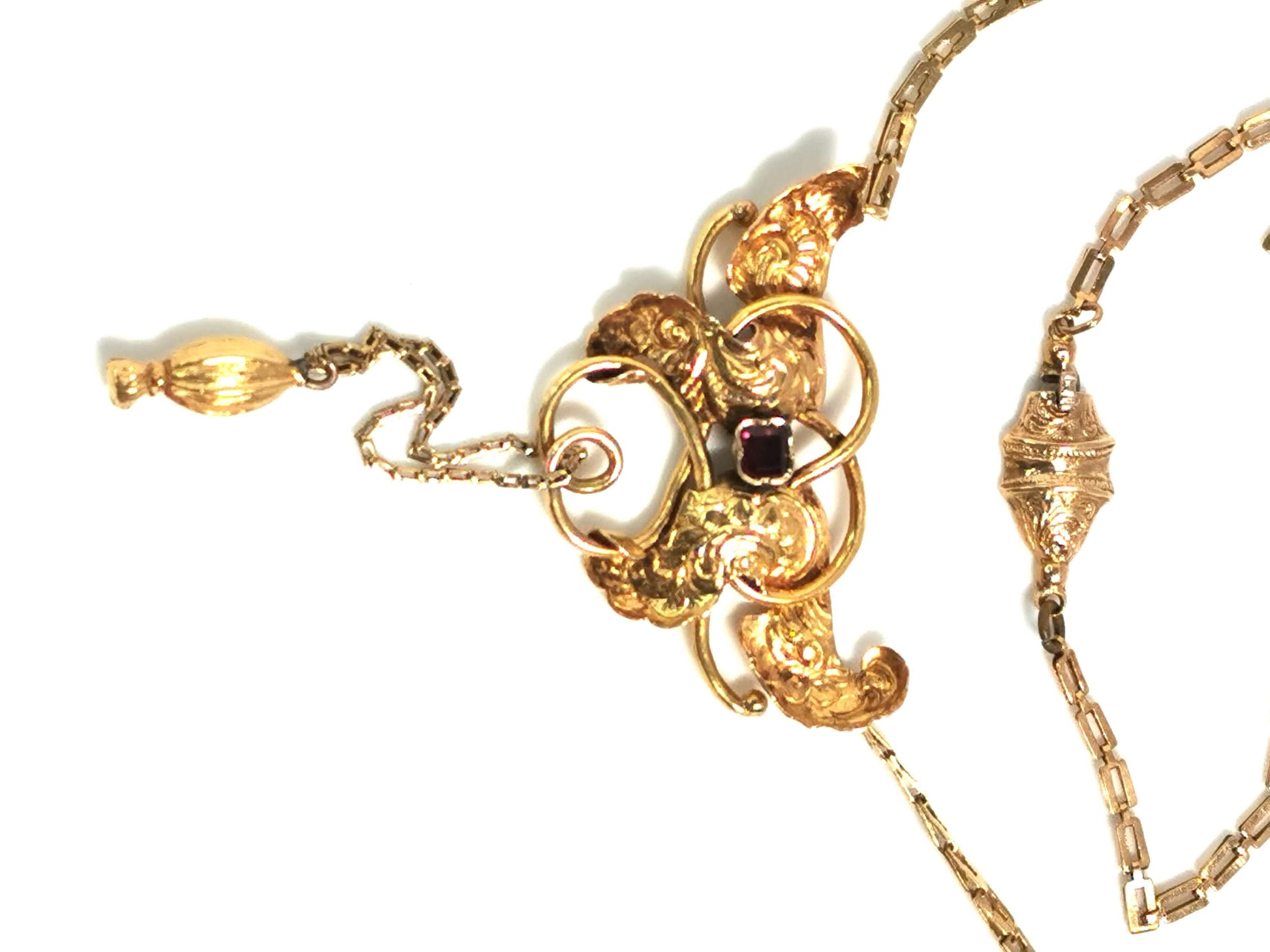 Antikes jugendstil collier 585er gold mit granat – historisches unikat ca. 1890, zusätzliches detailbild