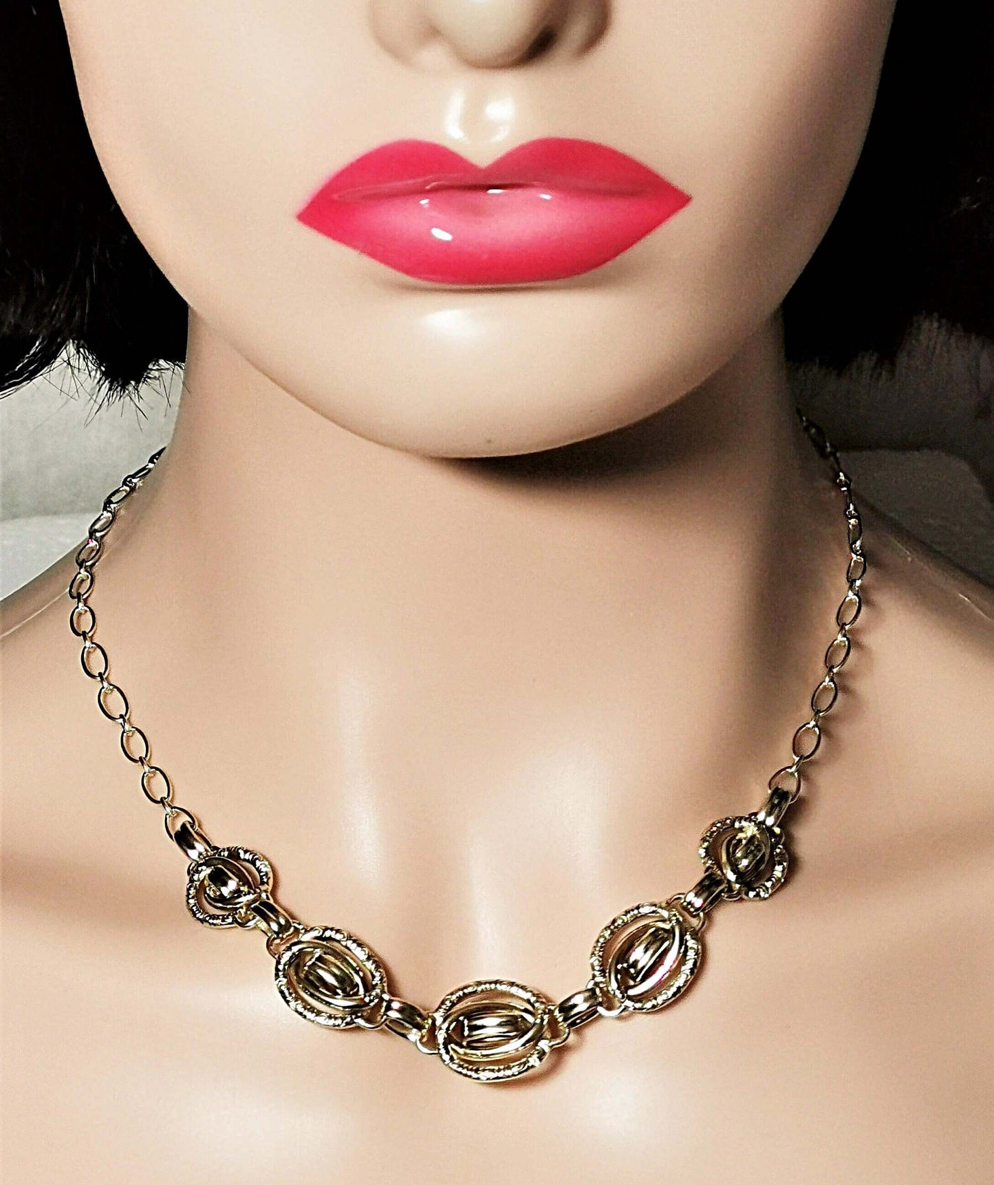 Opulente halskette aus 585er/14kt gelbgold – barock-revival & edwardianischer stil, zusätzliches detailbild