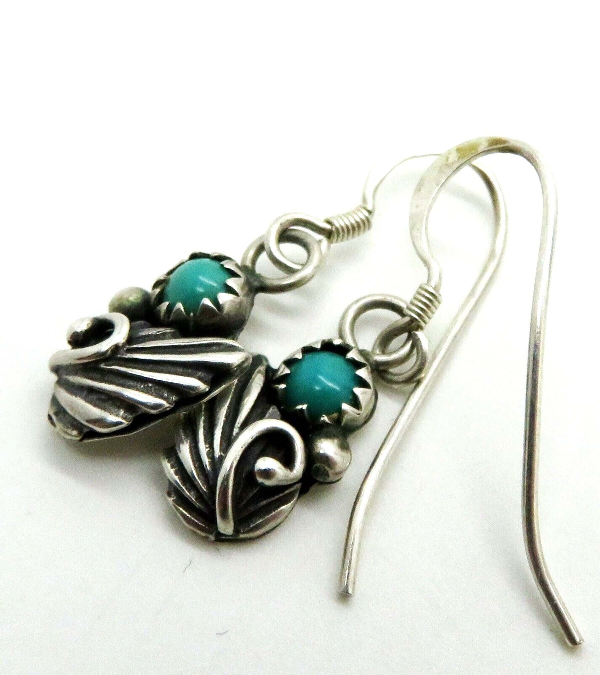 Sterling silber ohrringe mit türkis im navajo-stil, zusätzliches detailbild