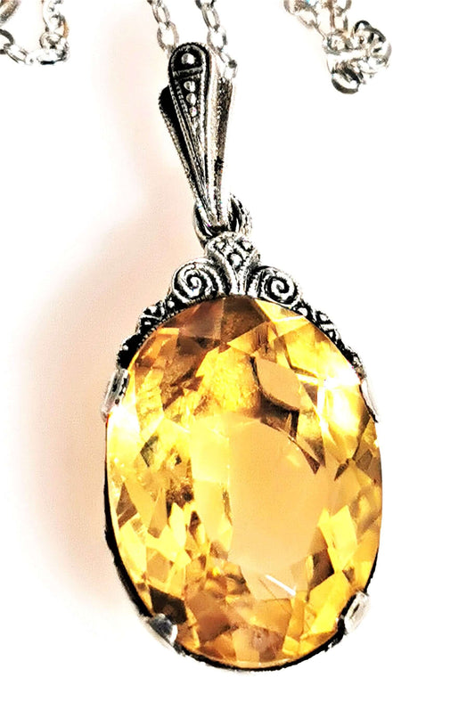 Citrin-anhänger im jugendstil – eleganz aus 835er silber und goldenem glanz, zusätzliches detailbild