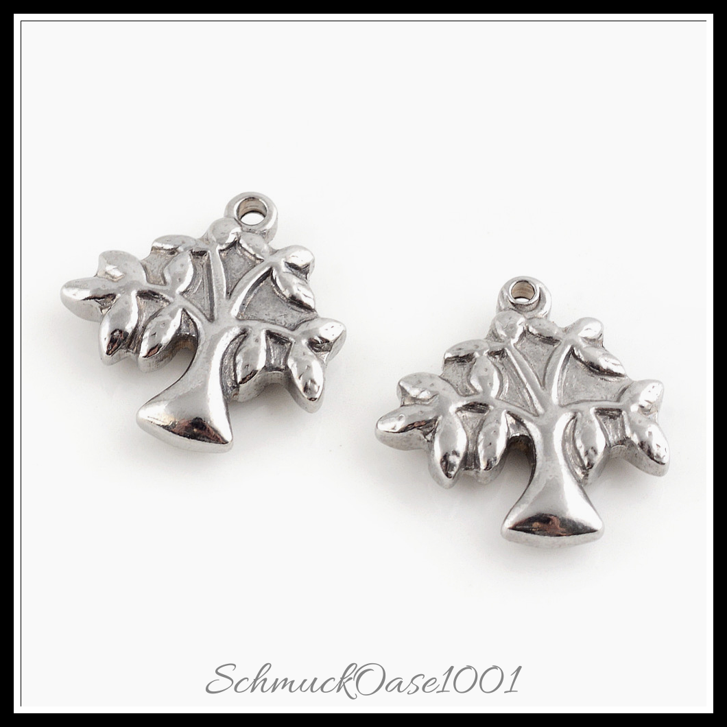 Anhänger Edelstahl Farbe: 17.5x17x3.5 mm, Bohrung: 1.5 mm, 10 Stk.