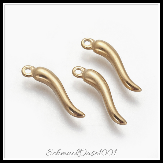 Vakuum-beschichtung 304 edelstahl anhänger, füllhorn cornicello, golden, 10 stk. in den farben 304 edelstahl, vakuum-beschichtung