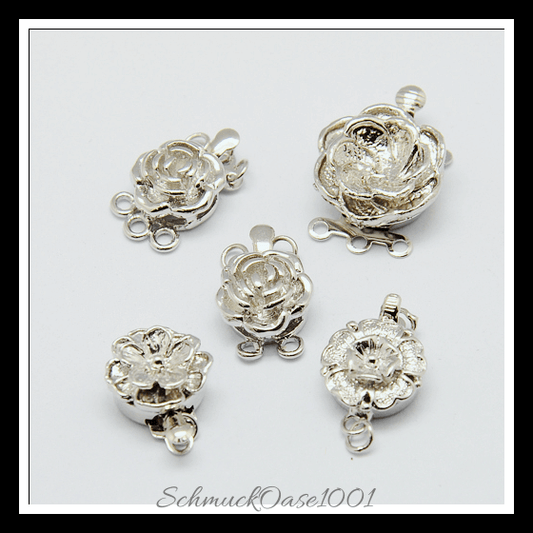 Messingfeld spangen – blume – platinfarbe – nickelfrei – 7 stück beutel in den farben metall, messing, nickelfrei, blume, gemischter stil, perfekt für die herstellung individueller ketten und armbänder