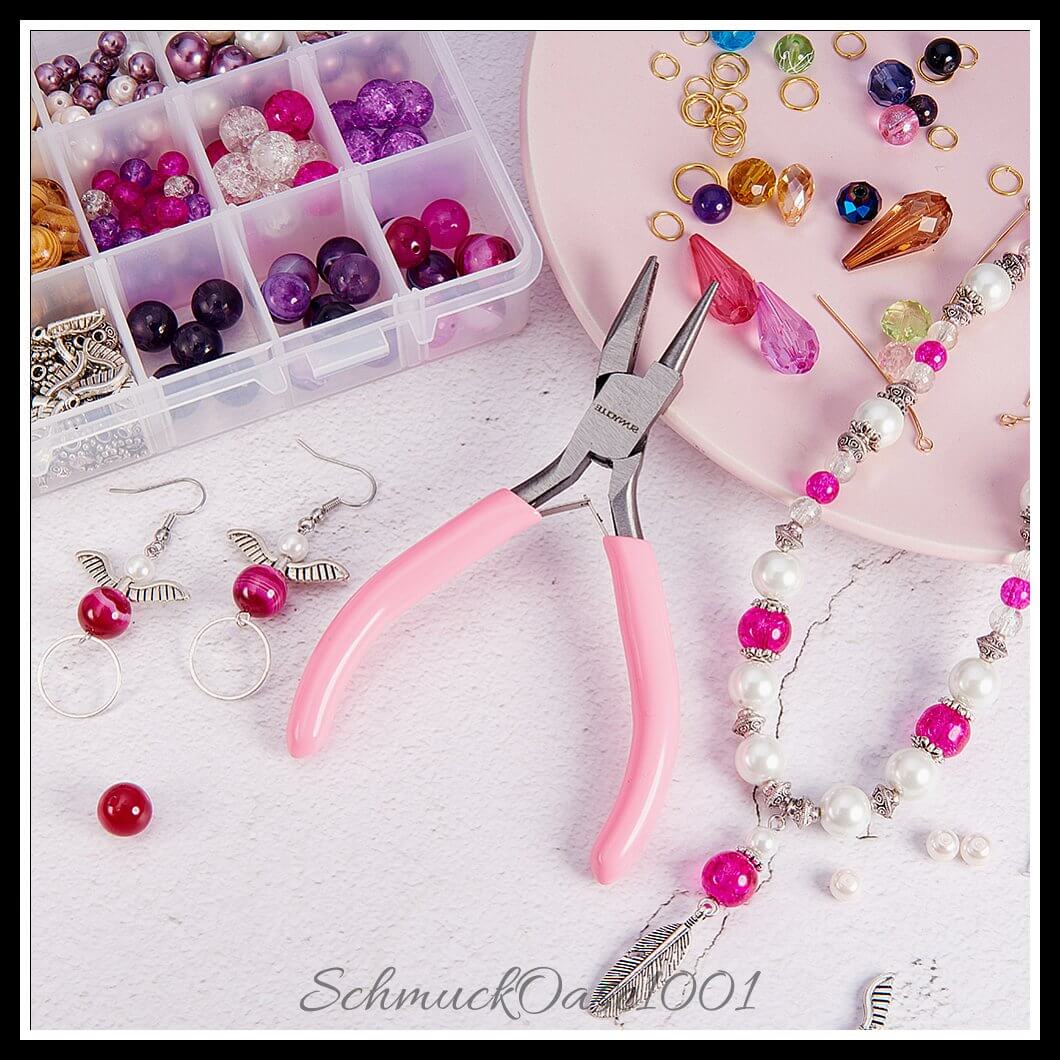 Sunnyclue mini-präzisionszange – konkav / 4.5" / 1 stück, aus stahl / konkav, rund, schmuckwerkzeug in der farbe pink und größe 4.5 zoll / 1 st.