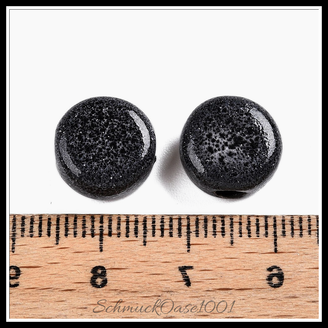 Manuell porzellan perlen, antik glasiert, flachrund, dunkelrot, 14 stk., aus dunkelrot in der farbe antik glasiertes porzellan und größe 12x7 mm, bohrung: 3 mm