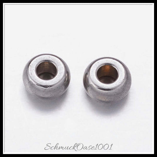 Edelstahlperlen – trommel / 4–7x2 mm – 30–100 stück, in der farbe edelstahl 304, trommel, perfekt für die herstellung individueller ketten und armbänder