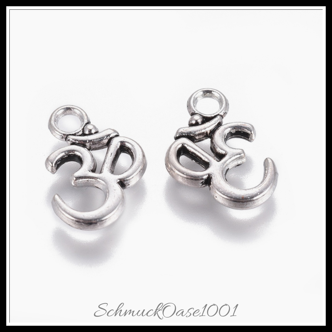 Aluminium anhänger & charms, aum/om-symbol, antik bronze, 20 stk., aus antik bronze in der farbe aluminium, cadmiumfrei, nickel- & bleifrei und größe 15.5x10.5x2 mm, bohrung: 2.5 mm
