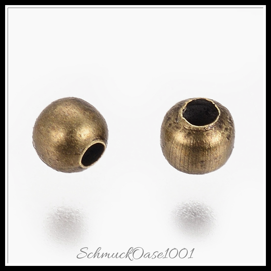 Messing abstandshalterkugeln – antik bronze, 3 mm, 400 stk.