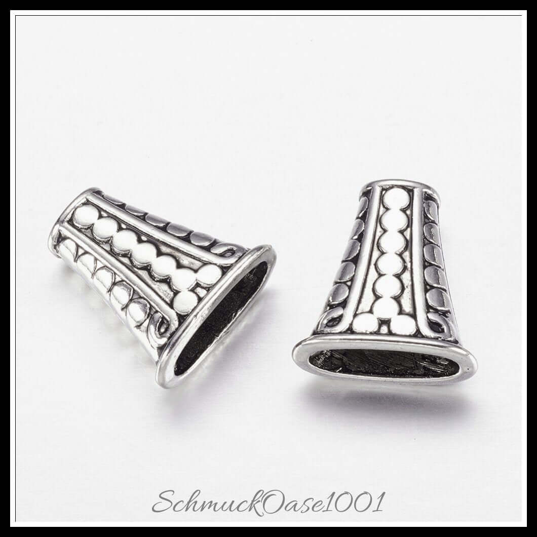 Tibetische perlenkappen & kegel – trapez / 17x18x9 mm – 18 stück, zusätzliches detailbild, perfekt für die herstellung individueller ketten und armbänder