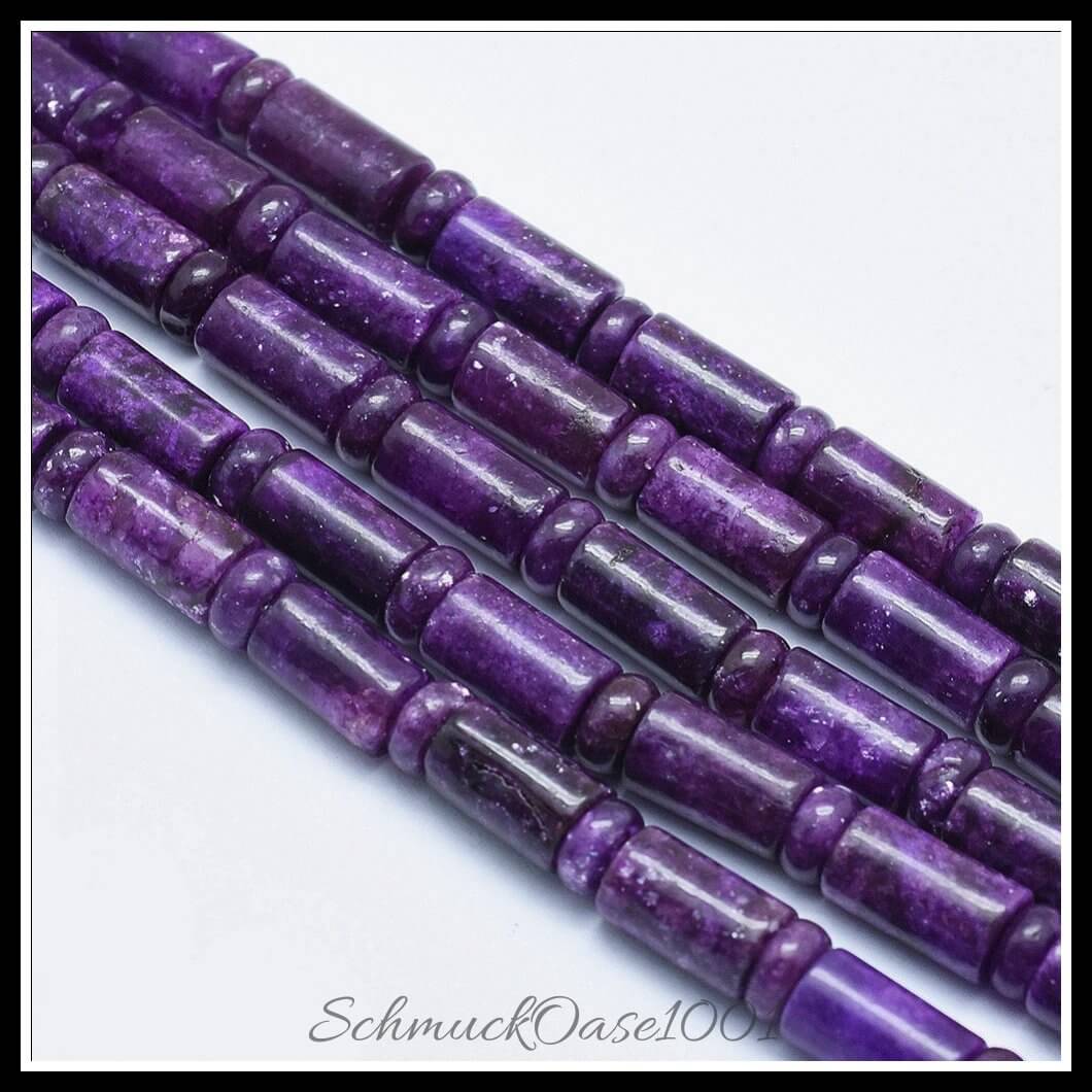 Naturperlenstrang kunzit – kolumne & flachrund / 10x6 mm & 6x3 mm / 1 strang, in der farbe rosa, ausdrucksstark und ideal für auffällige designs