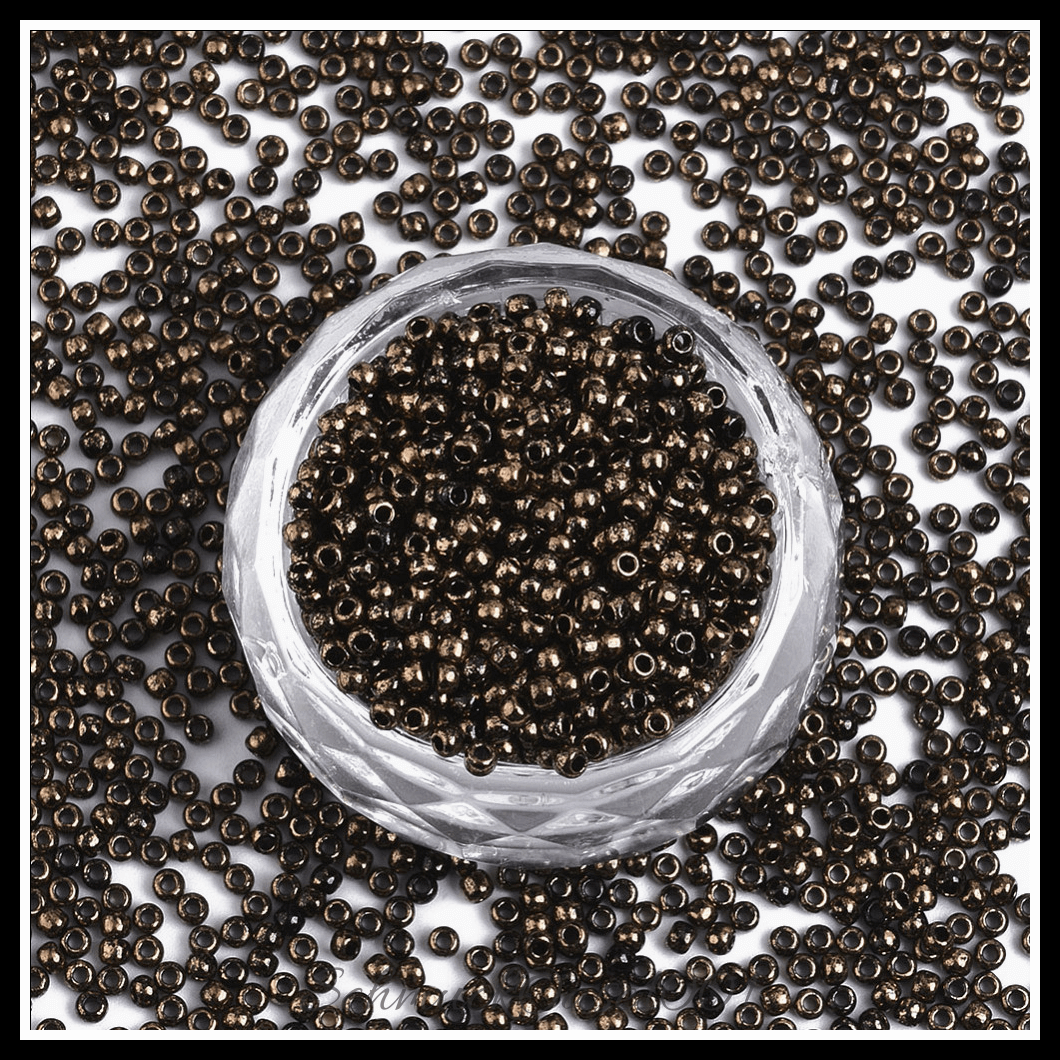 Toho runde rocailles – 11/0 – japanische rocailles – (1706) vergoldet – marmor schwarz – 20g, in der farbe glas, toho, rund, 11/0, vergoldet, marmoriert