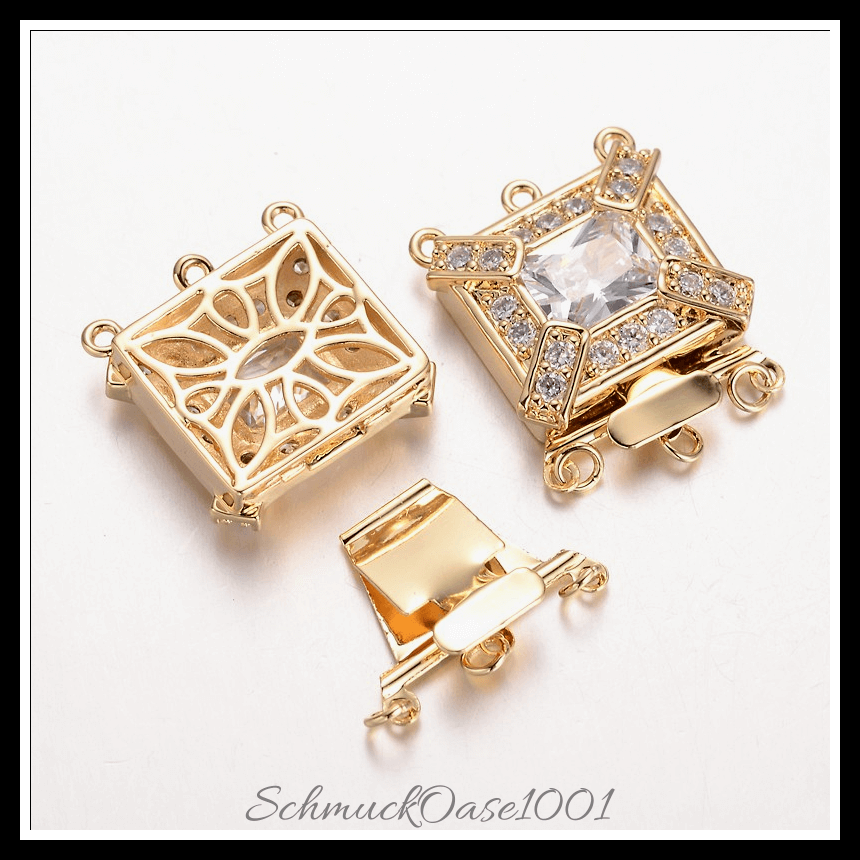 Messing zirkonia box spangen – rechteck – mischfarbe – 2 sets, perfekt für die herstellung individueller ketten und armbänder