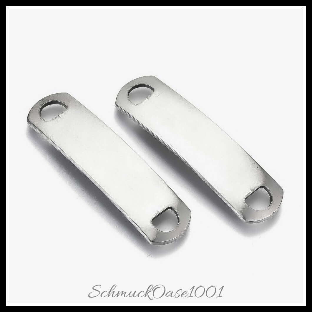 201 edelstahl verbindungsstecker – rechteck oval / 39x10x3.5 mm / 4 stück, in der farbe edelstahl farbe