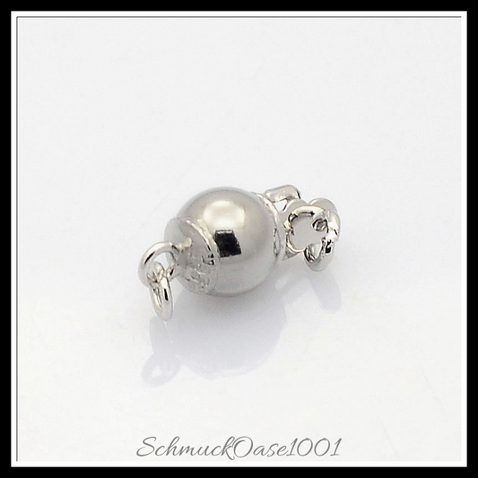 925 runde kastenschließe aus sterling silber, silber – 1 stk. in den farben 925 sterling silber, kastenschließe, rund, perfekt für die herstellung individueller ketten und armbänder