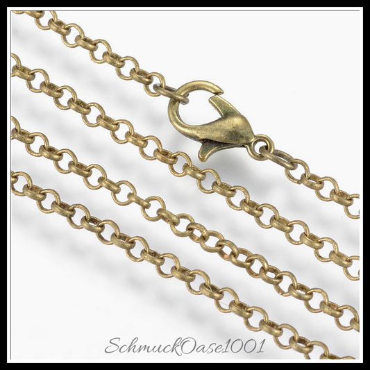 Eisen rolo ketten halskette, mit karabiner, gelötet – antik bronze in den farben eisen, rolo, gelötet, mit karabiner