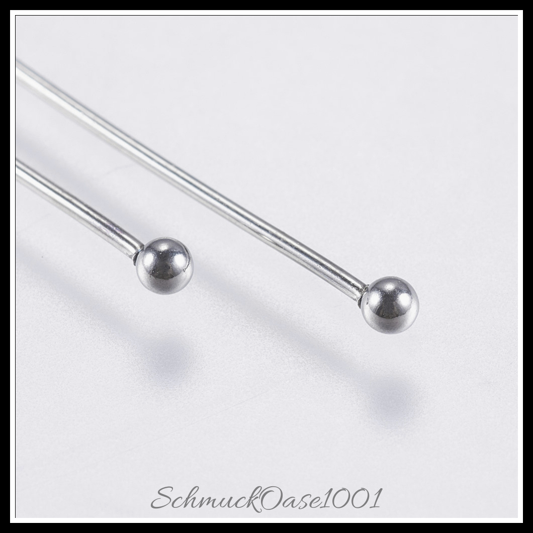 304 edelstahl kugelkopfstifte, 50x0.7 mm, 100 stk., aus edelstahl in der farbe 304 edelstahl und größe 50x0.7 mm, kopf: 2 mm